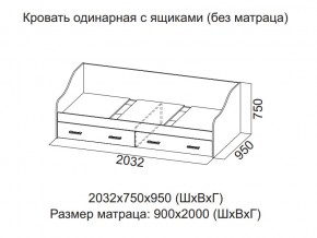 Кровать одинарная с ящиками (Без матраца 0,9*2,0) в Миассе - miass.магазин96.com | фото